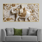 Royal Maharaja Riding on Ornate Elephant 3D Canvas Wall Painting