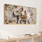 Royal Maharaja Riding on Ornate Elephant 3D Canvas Wall Painting