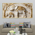 Royal Mother and Baby Elephant 3D Canvas Wall Painting
