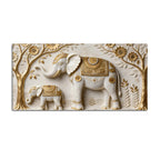 Royal Mother and Baby Elephant 3D Canvas Wall Painting