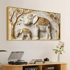 Royal Mother and Baby Elephant 3D Canvas Wall Painting