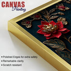 Royal Ornamental Elephant and Scarlet Lotus 3D Canvas Wall Painting