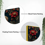 Royal Ornamental Elephant and Scarlet Lotus 3D Canvas Wall Painting