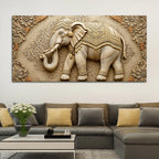 Royal Ornate Elephant Mandala Relief 3D Canvas Wall Painting