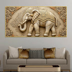 Royal Ornate Elephant Mandala Relief 3D Canvas Wall Painting