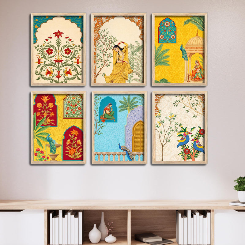 Royal Palace Garden Scenes Wall Frame Set of Six