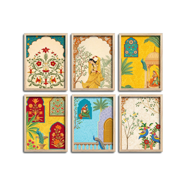 Royal Palace Garden Scenes Wall Frame Set of Six