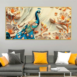 Royal Peacock Abstract Canvas Painting for Home Décor