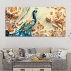 Royal Peacock Abstract Canvas Painting for Home Décor