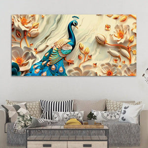 Royal Peacock Abstract Canvas Painting for Home Décor