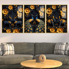 Royal Peacock Deer & Elephant Floating Acrylic Wall Painting Set of 3