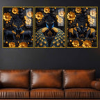 Royal Peacock Deer & Elephant Floating Acrylic Wall Painting Set of 3