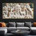 Royal Peacock & Deer in Enchanted Floral Garden 3D Canvas Wall Painting