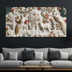 Royal Peacock & Deer in Enchanted Floral Garden 3D Canvas Wall Painting