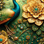 Royal Peacock Floral Crystal Glass Wall Painting for Luxury Decor
