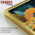 Royal Peacock in a Garden of Teal and Gold Color Canvas Wall Painting