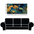 Royal Peacock in a Garden of Teal and Gold Color Canvas Wall Painting