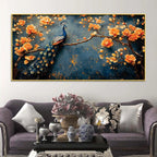 Royal Peacock on Blossom Branch Canvas Wall Painting for Living Room Decor
