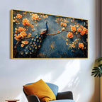 Royal Peacock on Blossom Branch Canvas Wall Painting for Living Room Decor