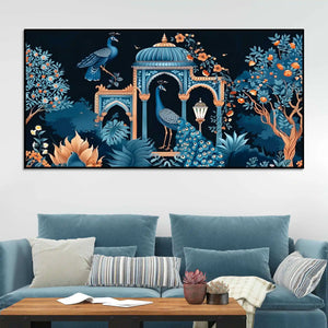 Royal Peacock Palace Canvas Wall Painting for Stylish Home Decoration