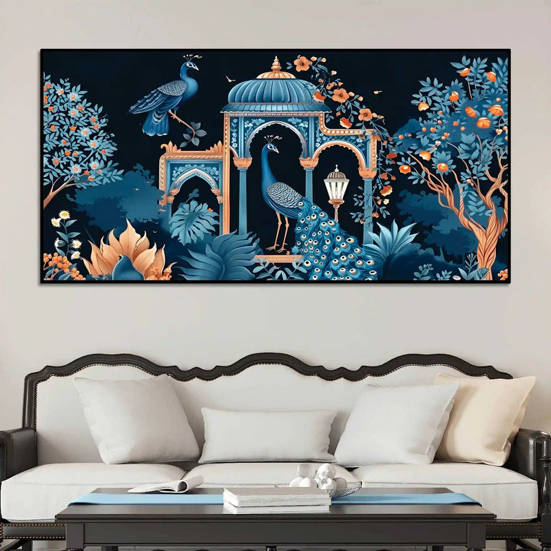 Royal Peacock Palace Canvas Wall Painting for Stylish Home Decoration