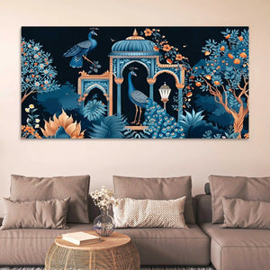 Royal Peacock Palace Canvas Wall Painting for Stylish Home Decoration