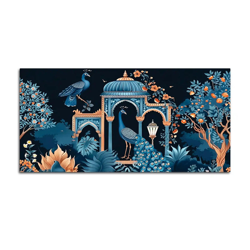 Royal Peacock Palace Canvas Wall Painting for Stylish Home Decoration
