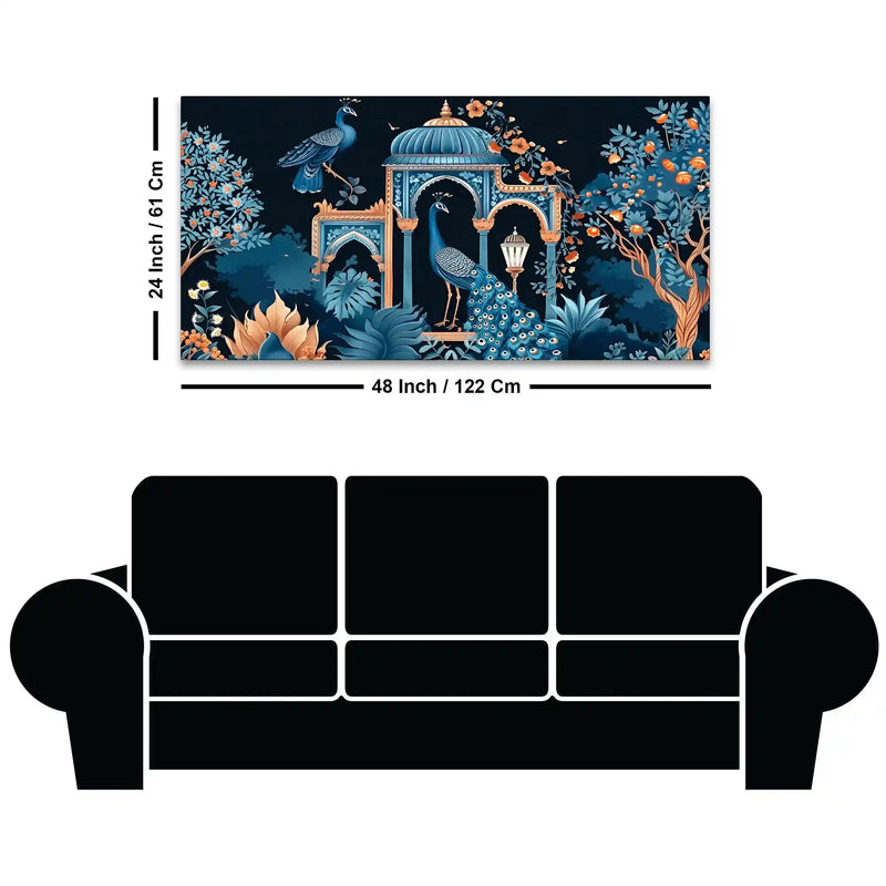 Royal Peacock Palace Canvas Wall Painting for Stylish Home Decoration