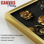 Royal Peacock with Golden Floral Elegance 3D Canvas Wall Painting