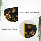 Royal Peacock with Golden Floral Elegance 3D Canvas Wall Painting