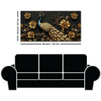 Royal Peacock with Golden Floral Elegance 3D Canvas Wall Painting