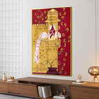 Royal Peacock with Lord Shri Krishna Canvas Wall Painting