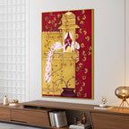 Royal Peacock with Lord Shri Krishna Canvas Wall Painting
