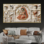 Royal Princess in Palanquin with Cute Birds 3D Canvas Wall Painting