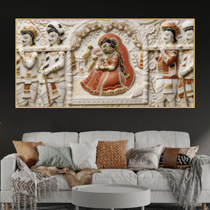 Royal Princess in Palanquin with Cute Birds 3D Canvas Wall Painting