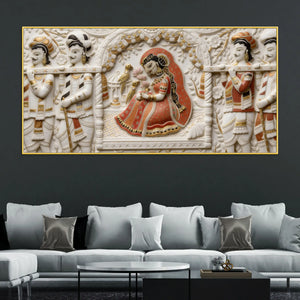 Royal Princess in Palanquin with Cute Birds 3D Canvas Wall Painting
