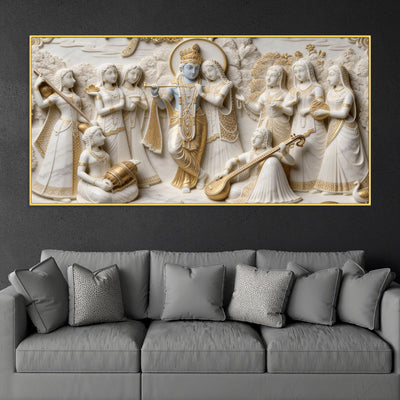 Royal Radha Krishna Raas Leela 3D Canvas Wall Painting
