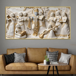 Royal Radha Krishna Raas Leela 3D Canvas Wall Painting