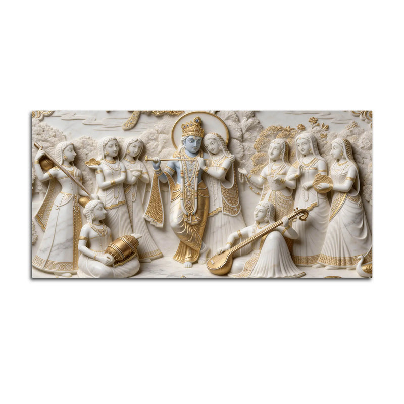 Royal Radha Krishna Raas Leela 3D Canvas Wall Painting