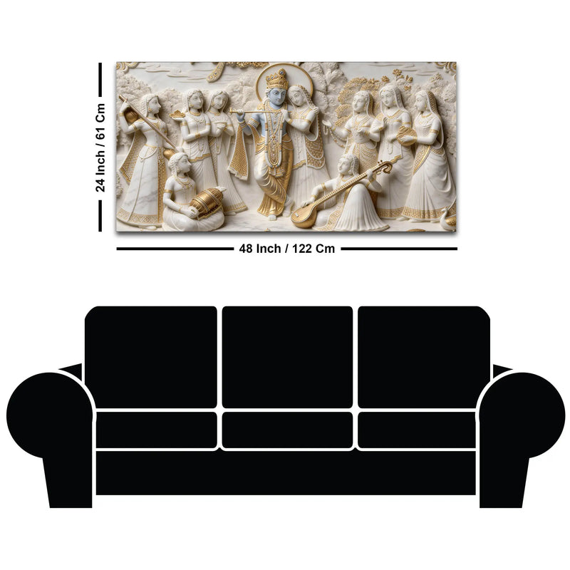Royal Radha Krishna Raas Leela 3D Canvas Wall Painting