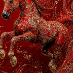 Royal Red Horse Floating Frame Crystal Wall Painting