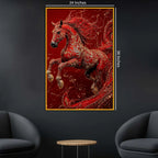 Royal Red Horse Floating Frame Crystal Wall Painting