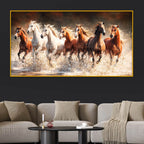 Royal Running Horses Crystal Glass Wall Painting