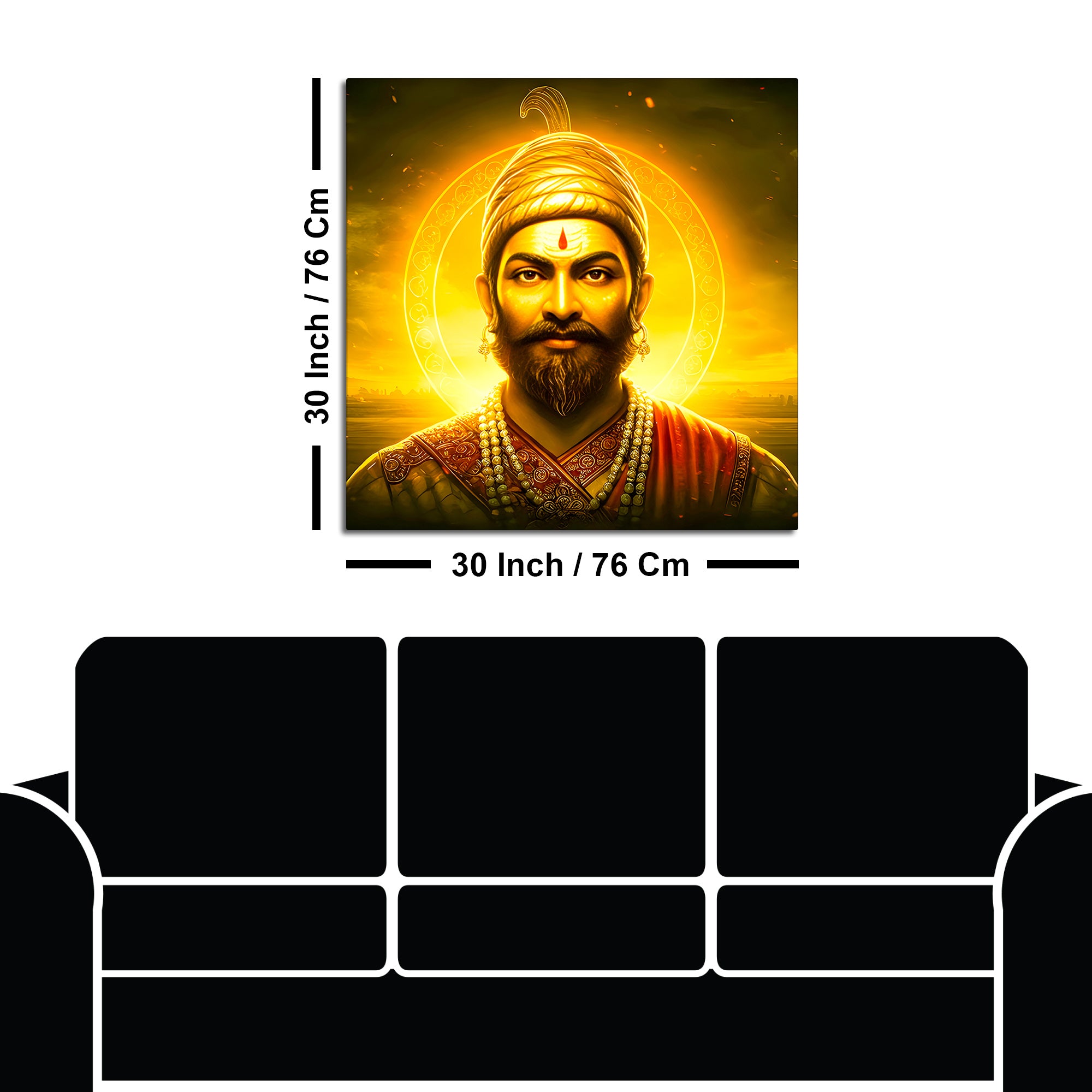 Royal Shivaji Maharaj Golden Aura Canvas Wall Painting