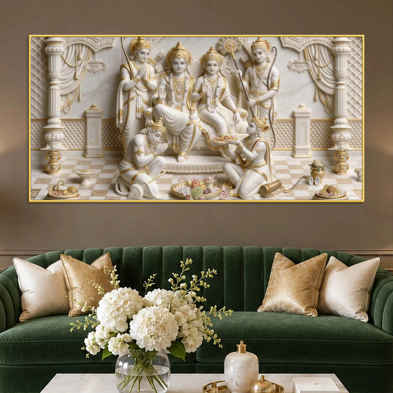 Royal Shri Ram Darbar Divine Blessings 3D Canvas Wall Painting