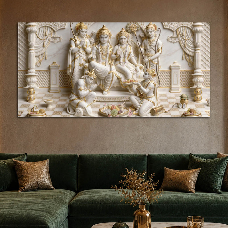 Royal Shri Ram Darbar Divine Blessings 3D Canvas Wall Painting