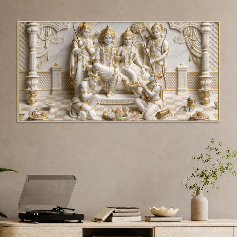 Royal Shri Ram Darbar Divine Blessings 3D Canvas Wall Painting