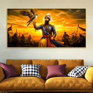 Royal Sikh Guru Warrior Canvas Painting for Living Room