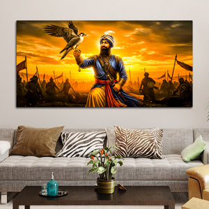 Royal Sikh Guru Warrior Canvas Painting for Living Room