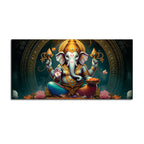 Royal Temple Inspired Lord Shri Ganeshji Canvas Wall Art Painting for Home & Office – Elegant Spiritual Wall Décor